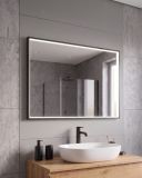 Zrcadlo VERONA 60x80 CM s LED podsvícením po celém obvodu v černém hliníkovém rámu