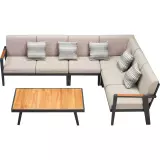 Zahradní 5 místná rohová sedací souprava EMOTI BLACK TAUPE