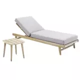 Zahradní lehátko LEO WHITE s odkládacím stolkem