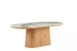 Jídelní stůl UNIQUE 200 CM bílý mramor/dýha ořech