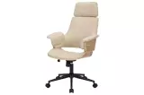 Kancelářská židle MANHATTAN krémová umělá kůže/dýha jasan otočná