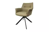 2SET jídelní židle LE GRAND 180° taupe/černá pravá kůže/texturovaná tkanina