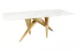 Jídelní stůl ART LIVING 200 CM bílá/zlatá mramor