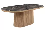 Jídelní stůl UNIQUE 200 CM šedý mramor/dýha ořech