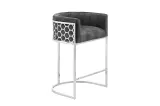 Barová židle ELEGANCE 88 CM šedá/stříbrná samet