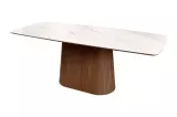 Jídelní stůl UNIQUE II 200 CM bílý mramor/dýha ořech