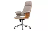 Kancelářská židle MANHATTAN šedá strukturovaná látka/dýha ořech otočná
