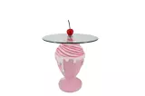 Odkládací stolek ICE CREAM 65 CM růžový/bílý
