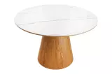 Kulatý jídelní stůl UNIQUE II 120 CM bílý mramor/dýha dub