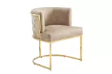 Jídelní židle ELEGANCE béžová/zlatá samet
