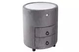 Kulatý noční stolek PARIS 55 CM s LED osvětlením šedá samet Kulatý noční stolek PARIS 55 CM s LED osvětlením šedá samet