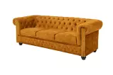 Pohovka CHESTERFIELD 3M 205 CM tmavě žlutá samet