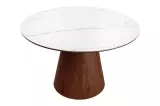 Kulatý jídelní stůl UNIQUE II 120 CM bílý mramor/dýha ořech