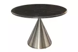 Kulatý jídelní stůl ELEGANCIA 130 CM černá/chrom umělý mramor