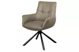 2SET jídelní židle SIGNATURE taupe/černá pravá kůže otočná