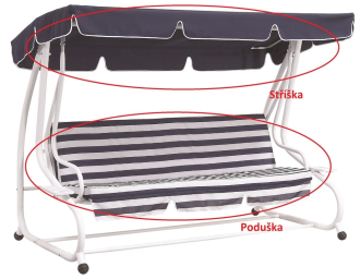 Stříška+podušky k houpačce COMFORT modro-bílá