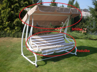 Stříška+podušky k houpačce COMFORT béžovo-bílá