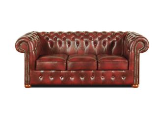 Pohovka Chesterfield Classic 3 kůže bordó
