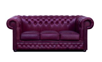 Pohovka Chesterfield Lord 3 kůže bordó