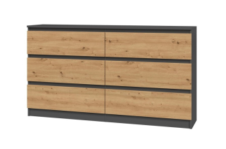 Komoda Malvína M6 140 antracit/dub artisan