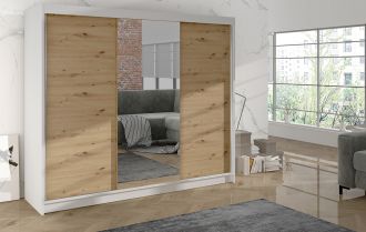 Skříň Debora I 200 - bílá/dub artisan