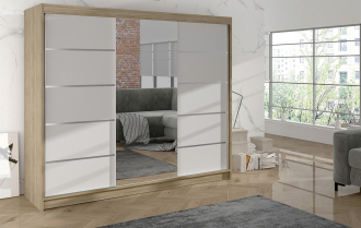 Skříň Debora VI 200 - dub sonoma/bílá