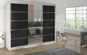 Skříň Debora VI 200 - bílá/černá