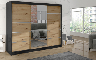 Skříň Debora VI 200 - černá/dub artisan