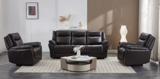 Luxusní kožená sedací souprava Komfort 3+1+1 s elektrickým polohováním v hnědé kůži