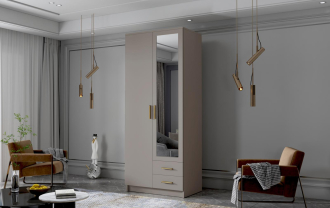 Skříň Arya II 80 - kašmír/zlaté úchytky