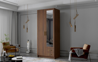 Skříň Arya II 80 - ořech/zlaté úchytky