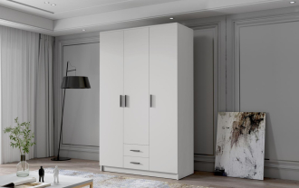 Skříň Arya I 120 - bílá/černé úchytky