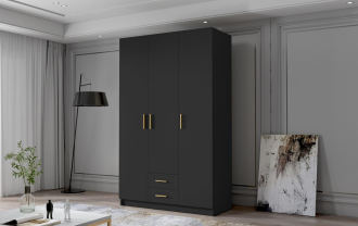 Skříň Arya I 120 - černá/zlaté úchytky