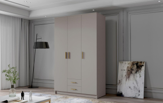 Skříň Arya I 120 - kašmír/zlaté úchytky