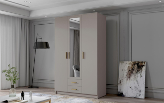 Skříň Arya II 120 - kašmír/zlaté úchytky