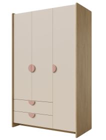 Skříň Leya R1 dub cremona/macadamia/pudrová růžová