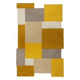 Ručně všívaný kusový koberec Abstract Collage Ochre/Natural - 150x240 cm - 150x240 cm