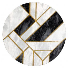 Kusový koberec Emerald 1015 black and gold kruh - 160x160 (průměr) kruh cm - 160x160 (průměr) kruh cm