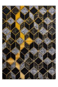 Kusový koberec Gloss 400B 86 3D geometric black/gold - 80x150 cm