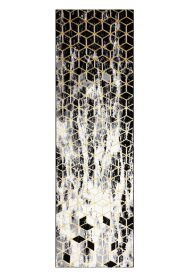 Běhoun Gloss 409A 82 3D cubes black/gold/grey - 60x200 cm - 60x200 cm