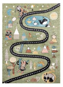 Dětský kusový koberec Fun Route Street animals green - 140x190 cm - 140x190 cm
