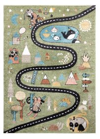 Dětský kusový koberec Fun Route Street animals green - 280x370 cm