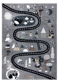 Dětský kusový koberec Fun Route Street animals grey - 120x170 cm - 120x170 cm