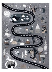 Dětský kusový koberec Fun Route Street animals grey - 200x290 cm