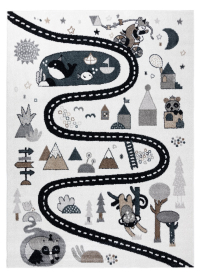 Dětský kusový koberec Fun Route Street animals cream - 120x170 cm - 120x170 cm