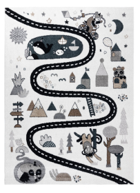 Dětský kusový koberec Fun Route Street animals cream - 180x270 cm - 180x270 cm