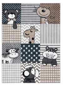 Dětský kusový koberec Fun Pets grey - 80x150 cm - 80x150 cm