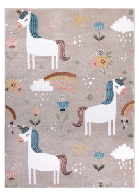 Dětský kusový koberec Fun Unicorn with rainbow beige - 200x290 cm - 200x290 cm