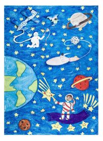 Dětský kusový koberec Bambino 2265 Rocket Space blue - 80x150 cm - 80x150 cm