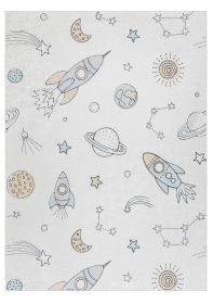 Dětský kusový koberec Bambino 1278 Space rocket cream - 80x150 cm - 80x150 cm
